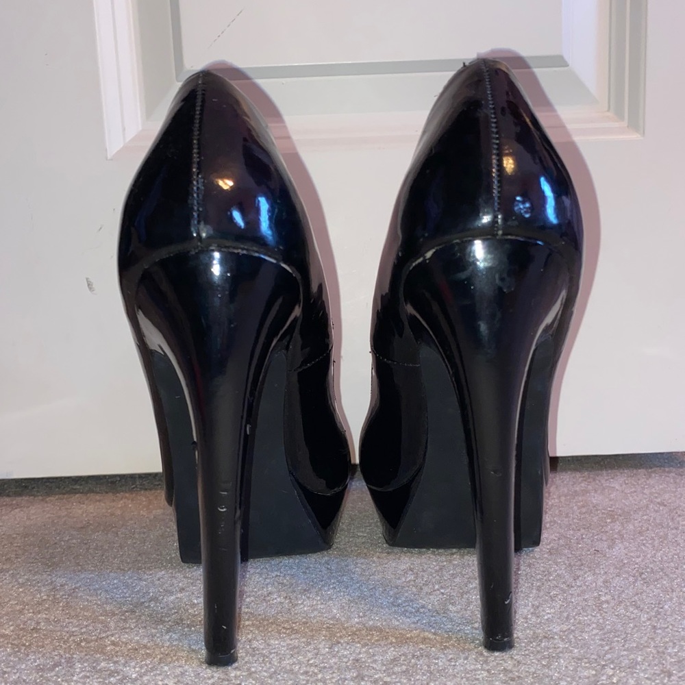 Elle Black Patent Leather Platform Pumps 8.5 - Picture 3 of 4